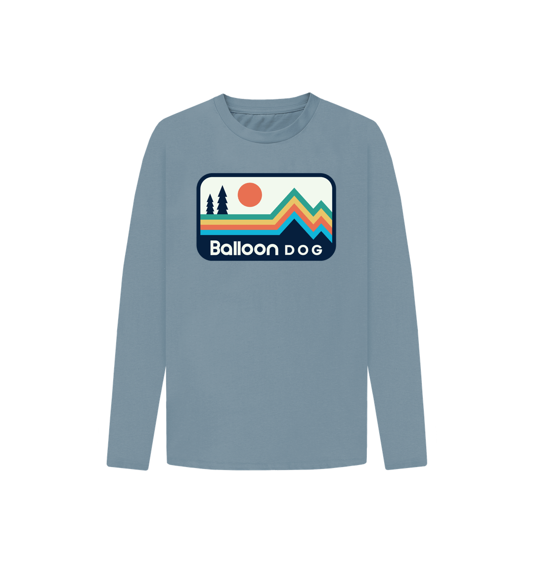 Stone Blue Retro Peaks v1 Long Sleeve T-shirt