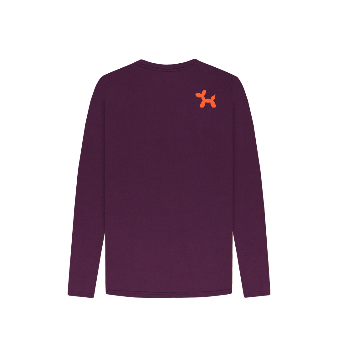 Organic Cotton Long Sleeve T-shirt With Back Print In Orange