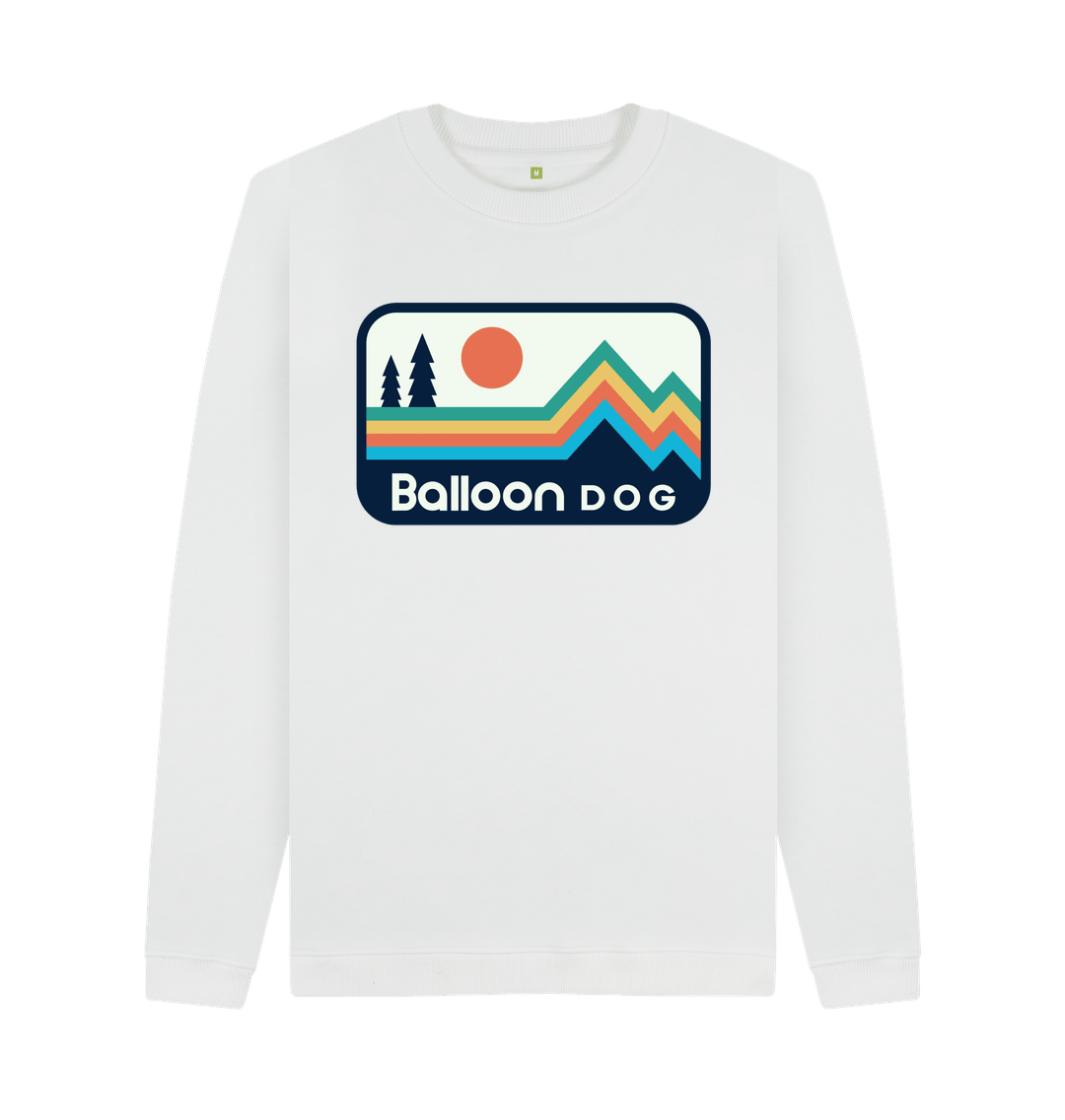 White Retro Peaks Crew Neck Sweatshirt