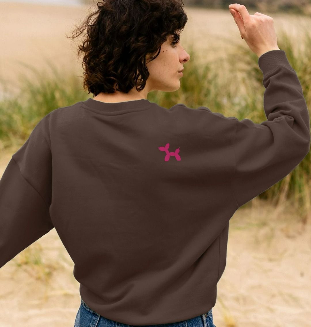 Hills And Thrills Oversized Crew Neck Sweatshirt With Back Print In Pink