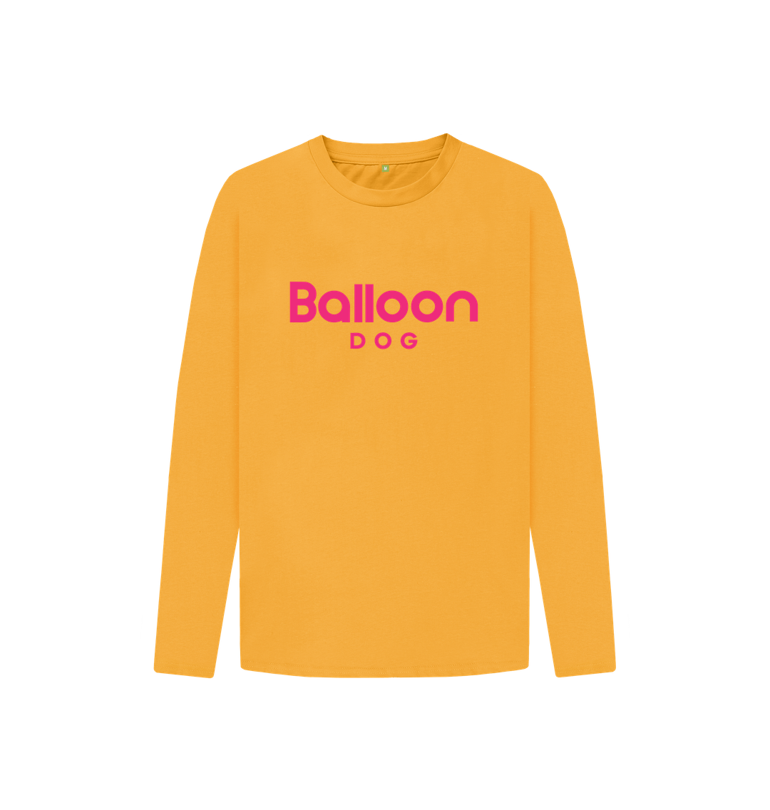 Mustard Organic Cotton Long Sleeve T-shirt With Back Print In Pink