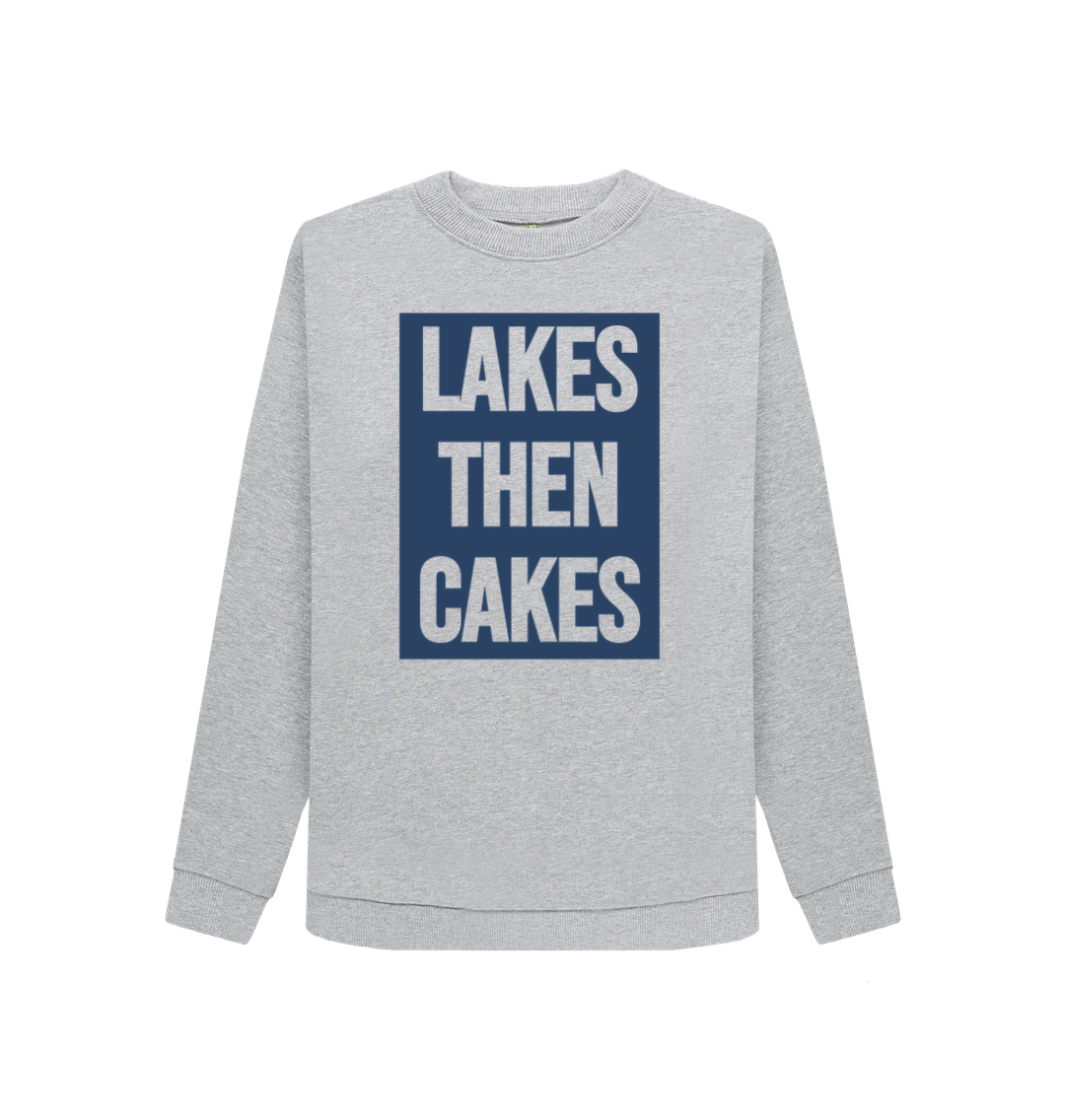 Light Heather Lakes Then Cakes Organic Cotton Crew Neck Sweatshirt With Back Print In Blue