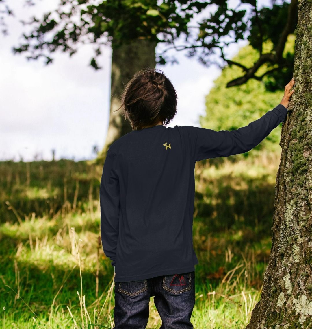 Organic Cotton Long Sleeve T-shirt With Back Print In Yellow