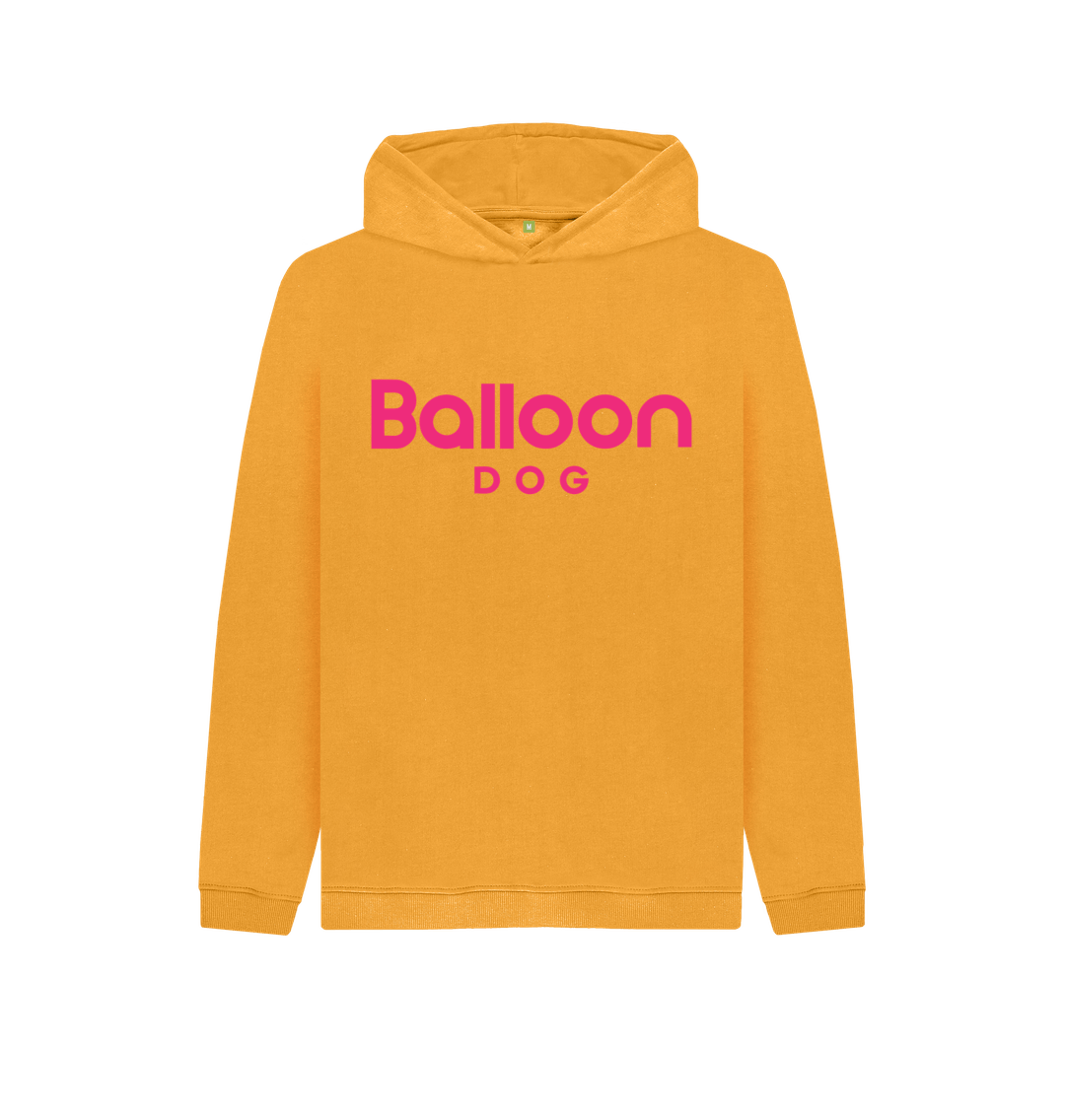 Mustard Organic Cotton Kids Hoodie With Back Print In Pink