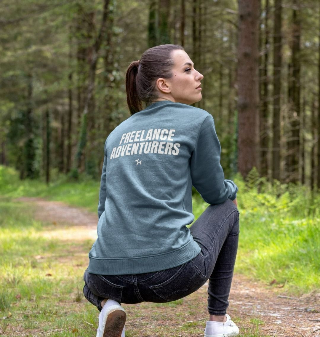 Freelance Adventurers Crew Neck Sweatshirt With Back Print In White