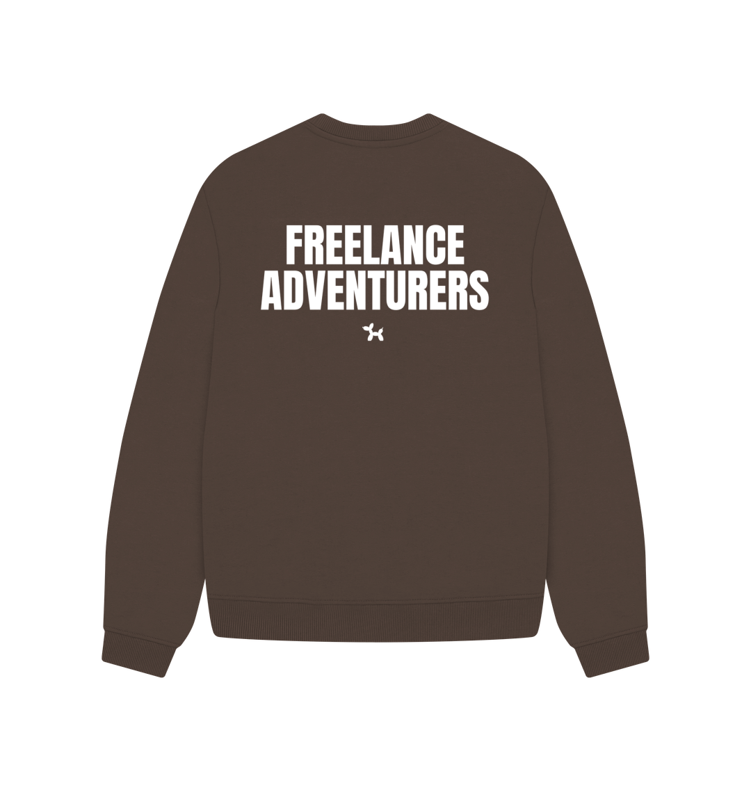 Freelance Adventurers Oversized Crew Neck Sweatshirt With Back Print In White