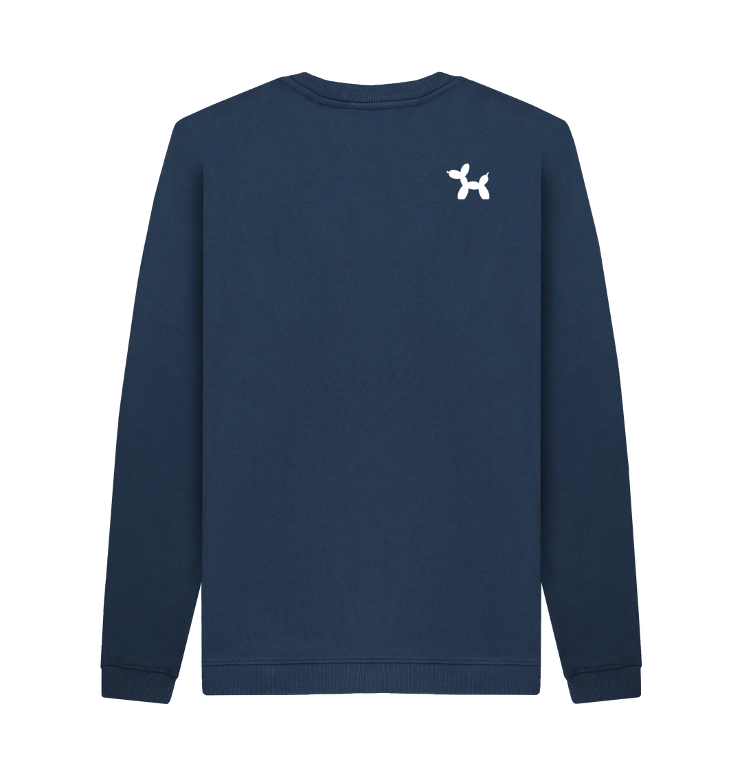 Navy Blue Printed Sweater Back