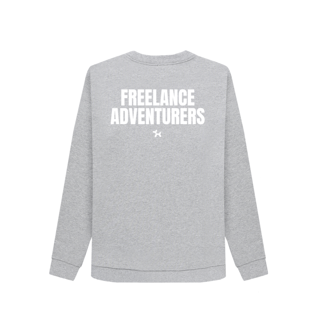 Freelance Adventurers Crew Neck Sweatshirt With Back Print In White