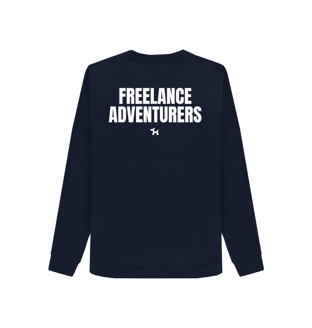 Freelance Adventurers Crew Neck Sweatshirt With Back Print In White