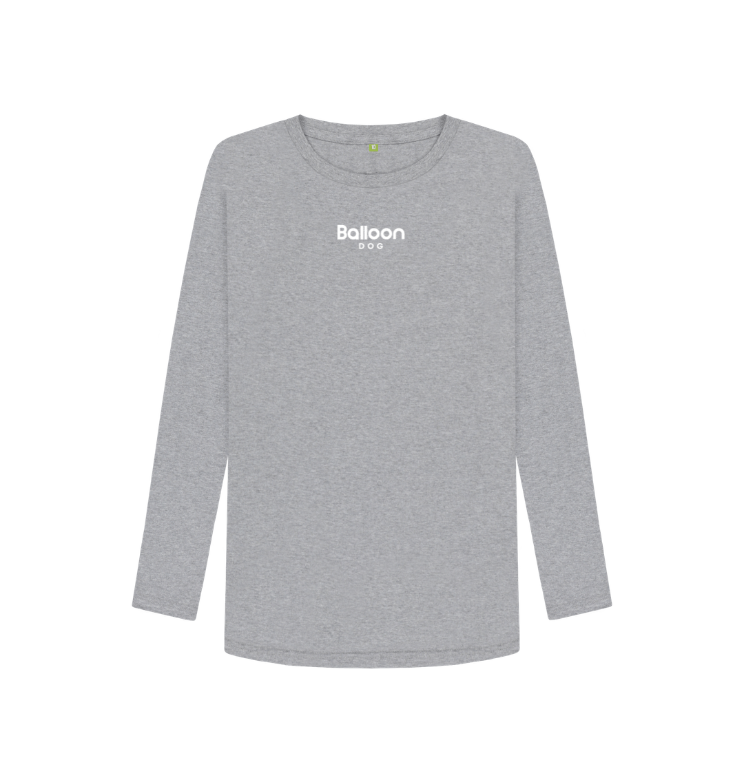 Athletic Grey Organic Cotton Long Sleeve T-shirt With Back Print In White