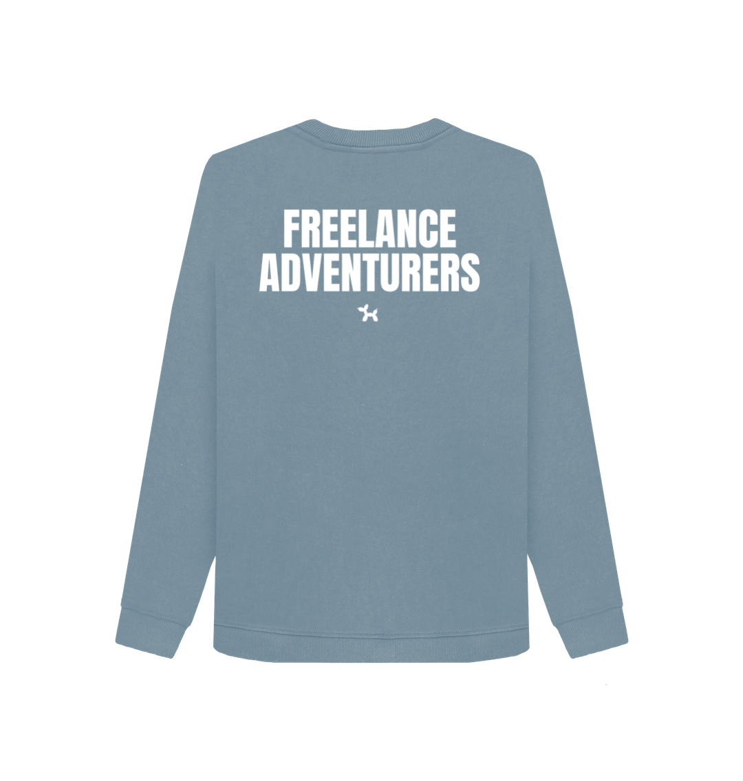 Freelance Adventurers Crew Neck Sweatshirt With Back Print In White