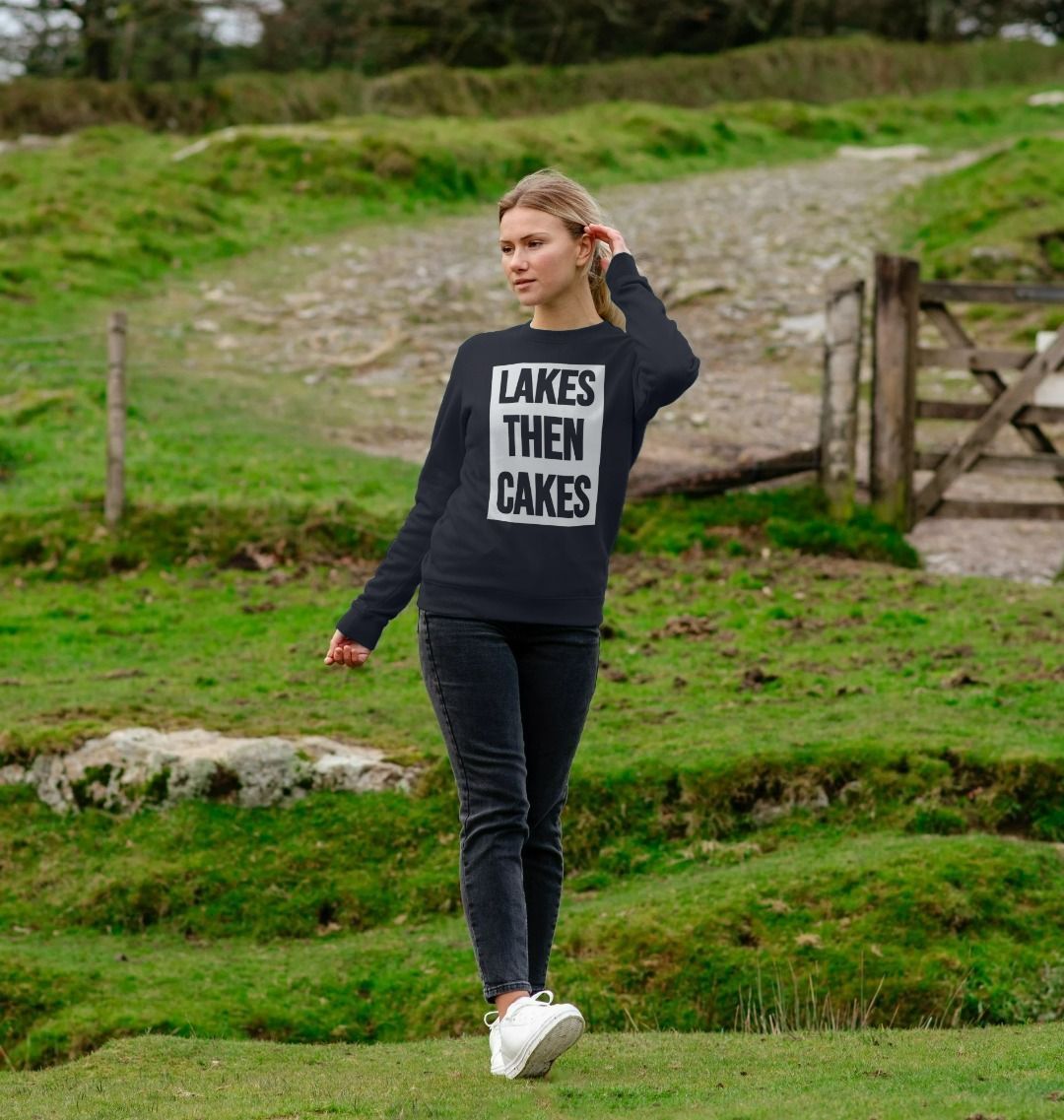 Lakes Then Cakes Crew Neck Sweatshirt With Back Print Hazy White