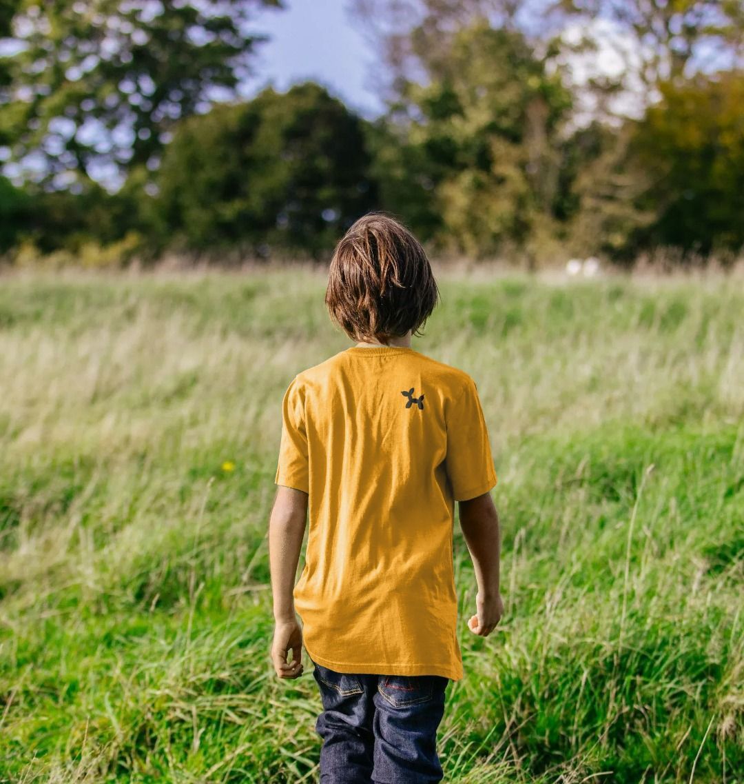 Organic Cotton Kids T-shirt With Back Print In Black