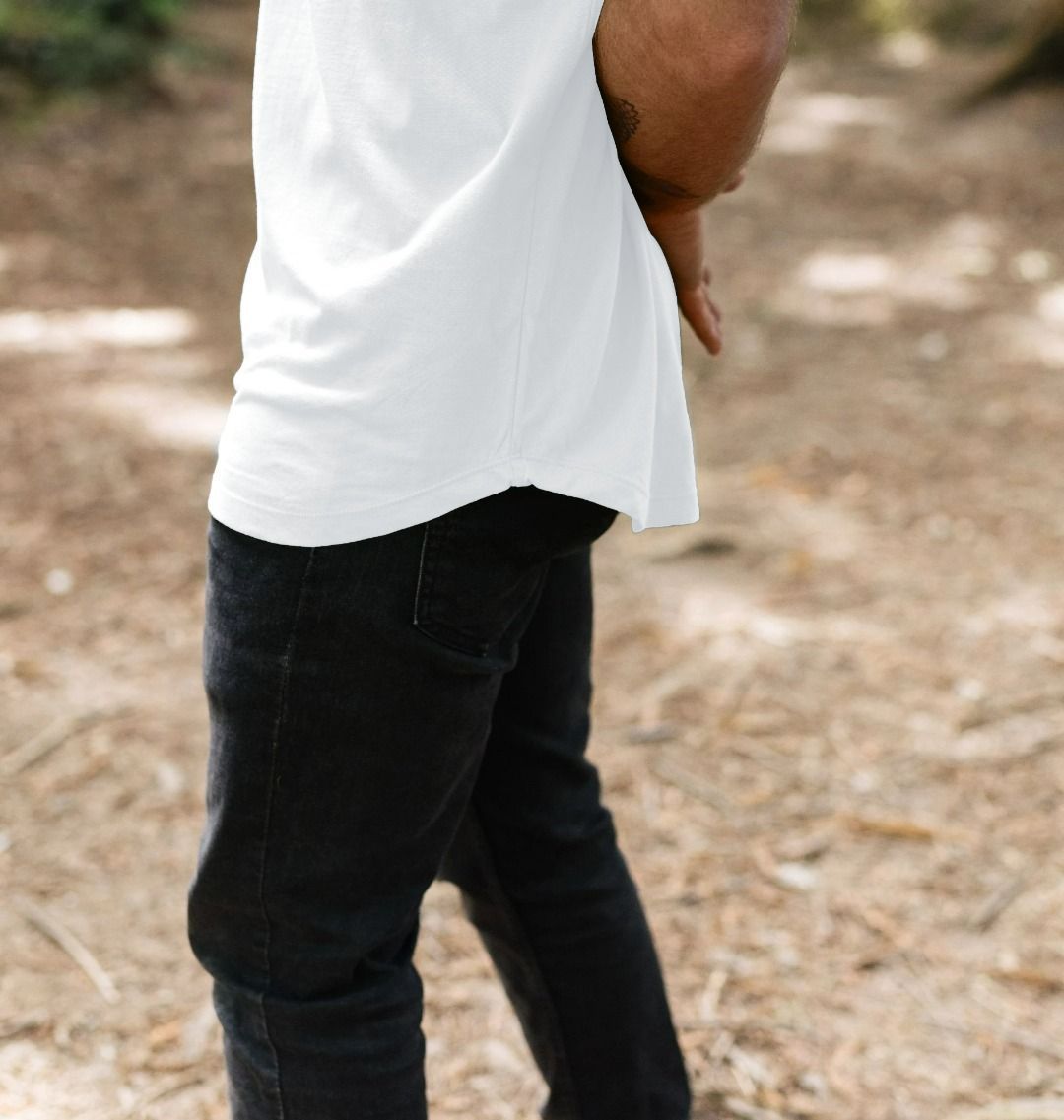 Long Line T-shirt With Back Print In Black