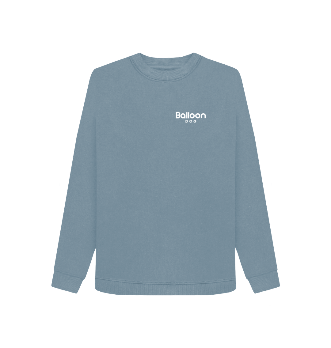 Stone Blue Freelance Adventurers Crew Neck Sweatshirt With Back Print In White