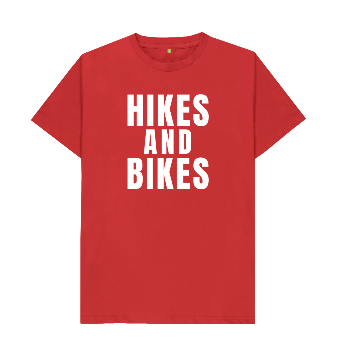 Red Hikes And Bikes With Back Print In White