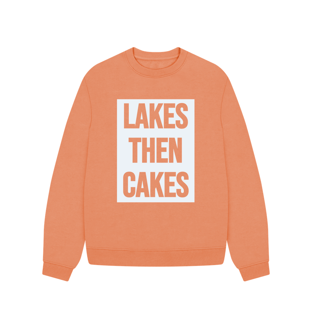 Apricot Lakes Then Cakes Oversized Crew Neck Sweatshirt With Back Print In Hazy White