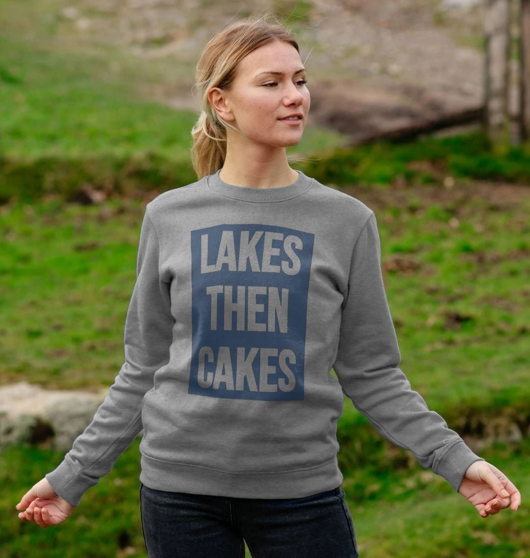 Lakes Then Cakes Crew Neck Sweatshirt With Back Print In Blue