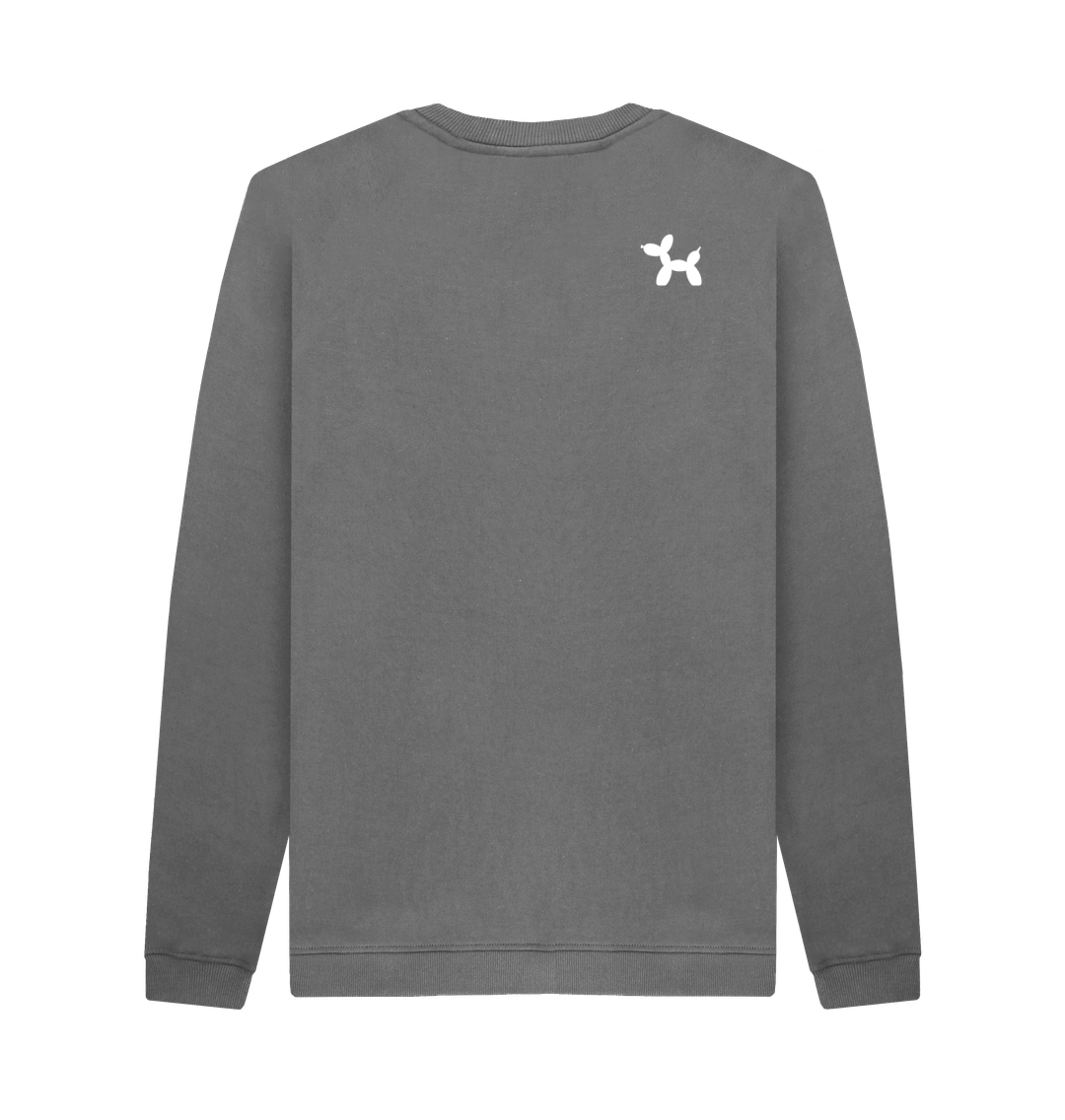 Crew Neck Sweatshirt Mini Faded With Back Print In White