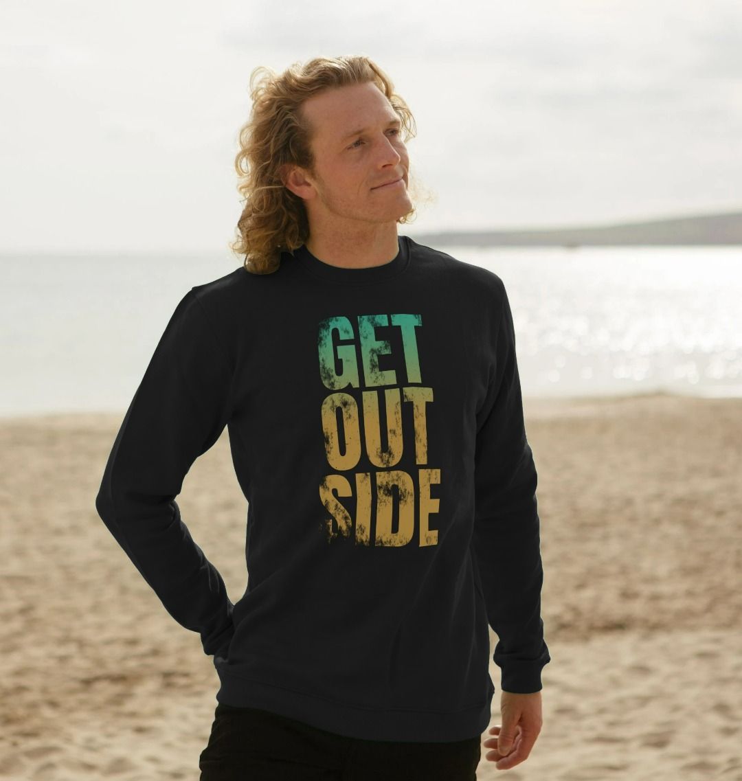 GET OUTSIDE Mens Crew Neck Sweatshirt With Back Print In White