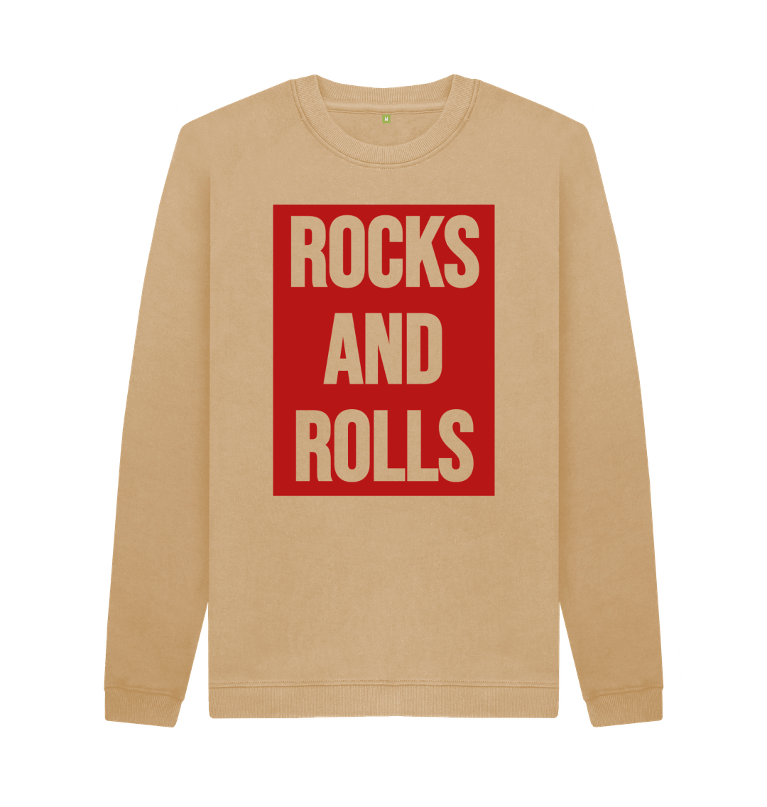 Sand Rocks And Rolls Organic Cotton Crew Neck Sweatshirt With Back Print In Red