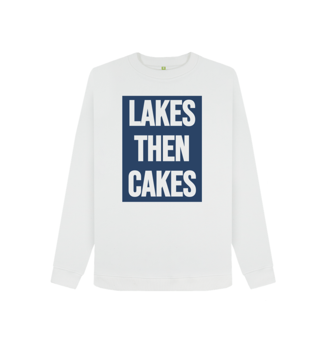 White Lakes Then Cakes Organic Cotton Crew Neck Sweatshirt With Back Print In Blue