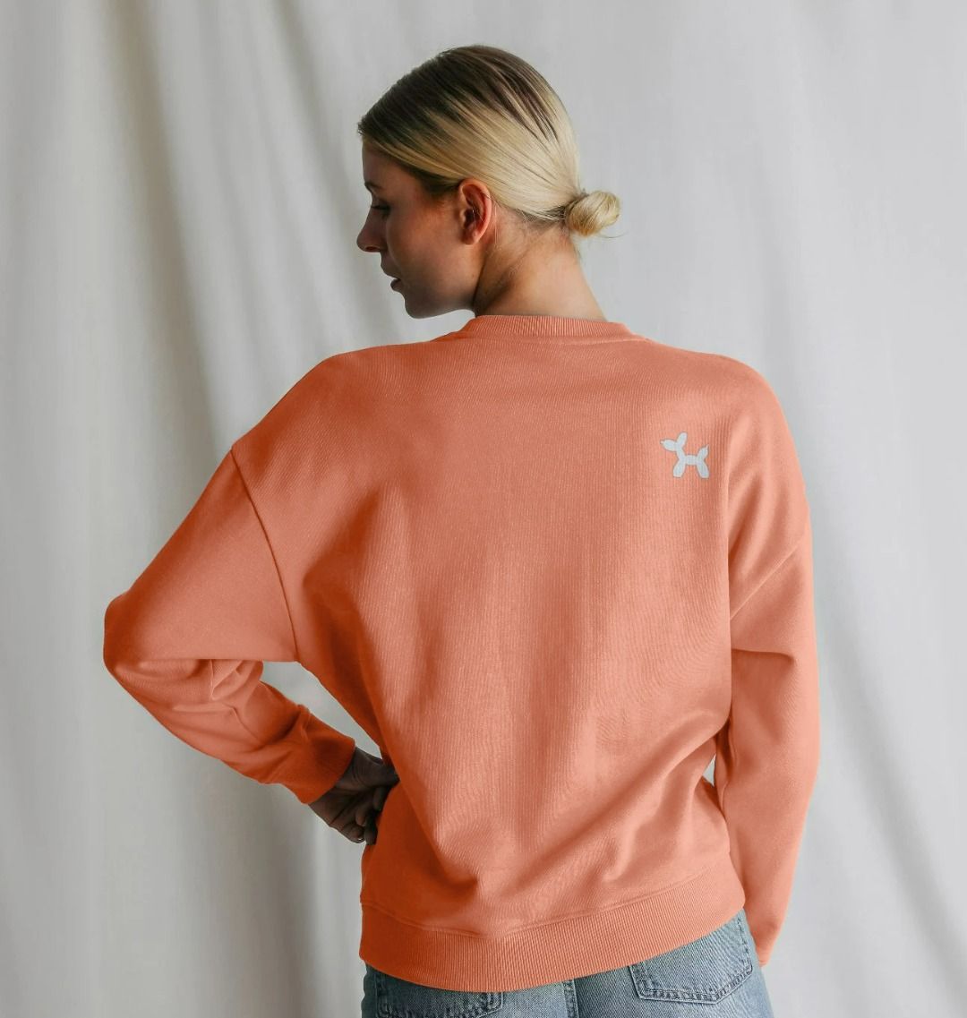 Lakes Then Cakes Oversized Crew Neck Sweatshirt With Back Print In Hazy White