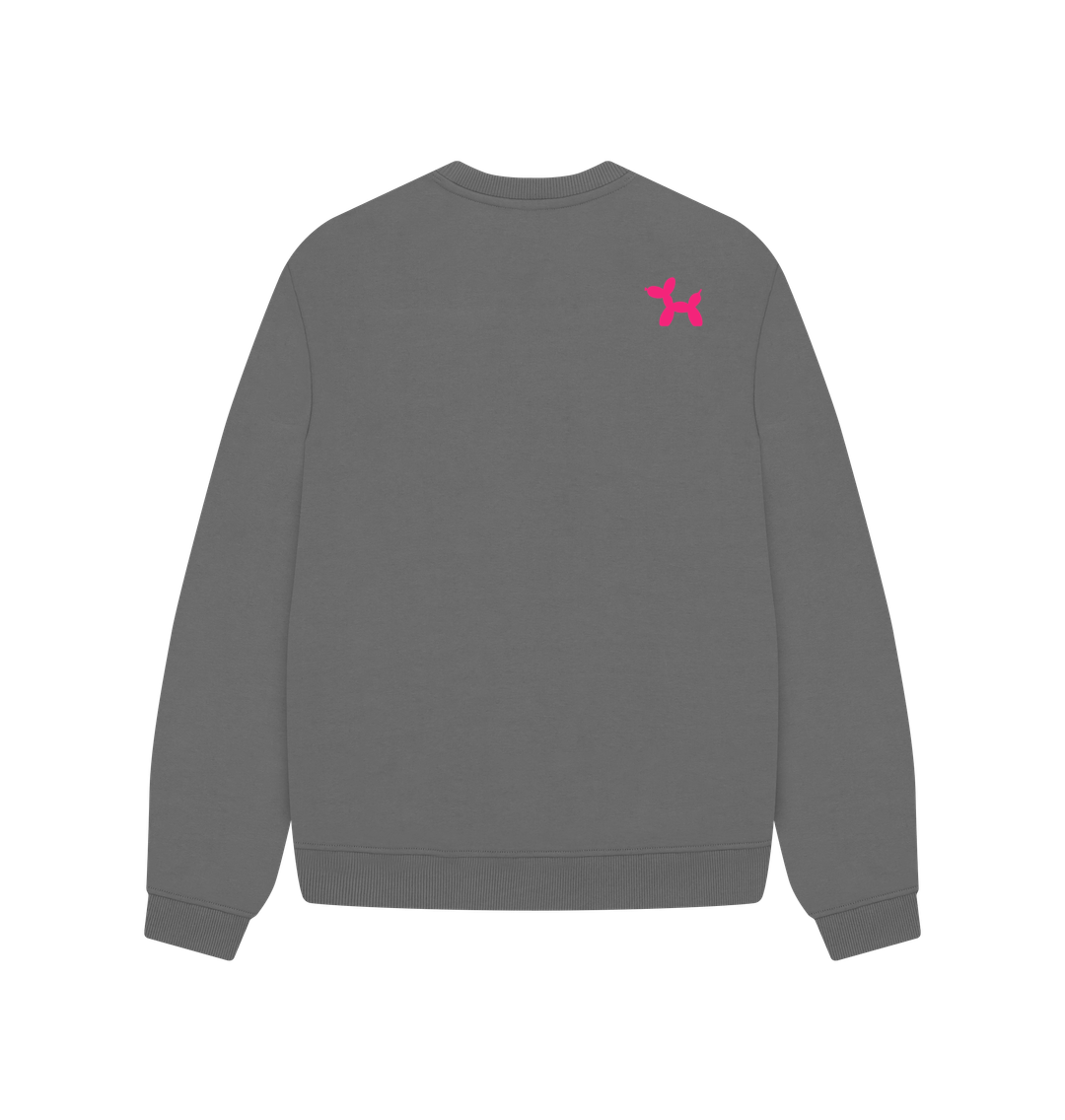 Hills And Thrills Oversized Crew Neck Sweatshirt With Back Print In Pink