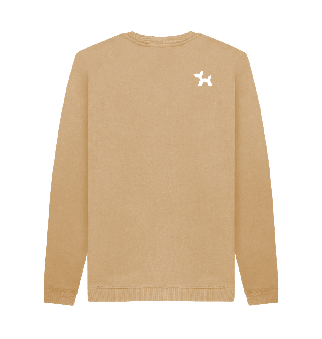 Sand Crew Neck Sweatshirt With Back Print In White 2