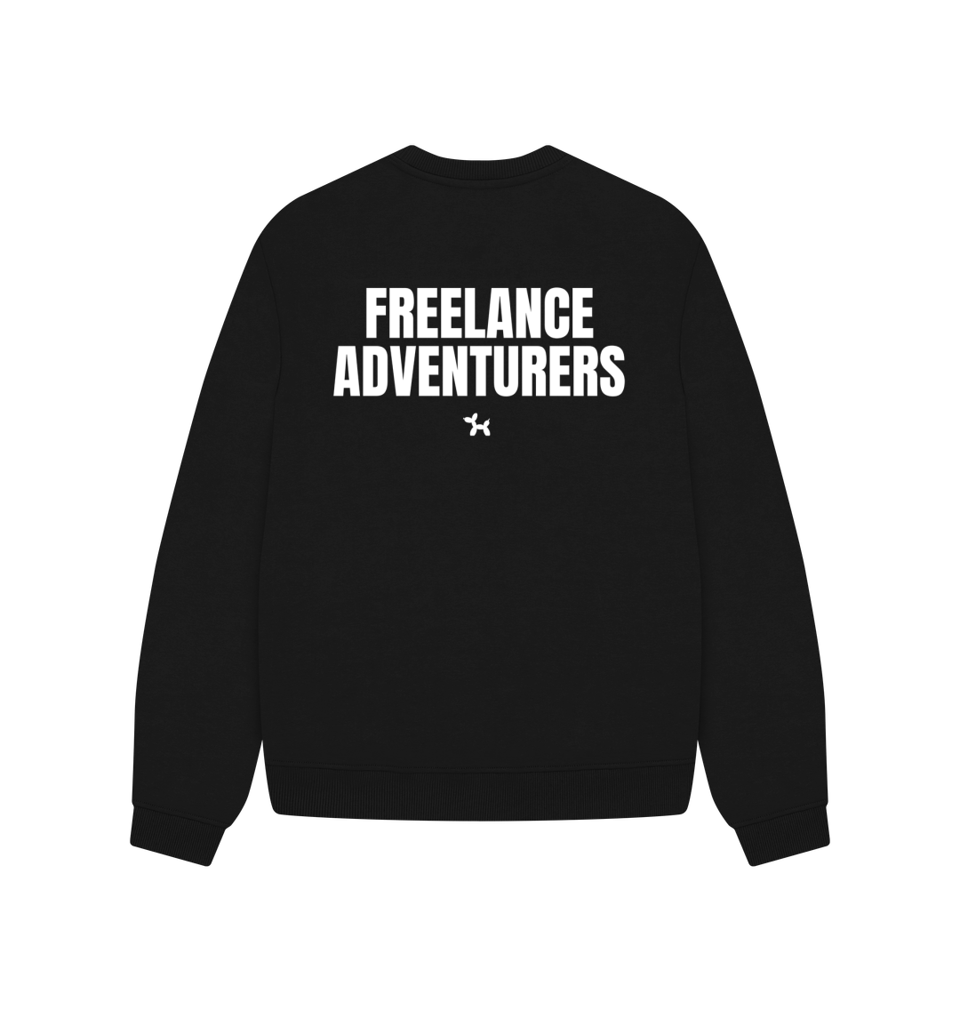 Freelance Adventurers Oversized Crew Neck Sweatshirt With Back Print In White