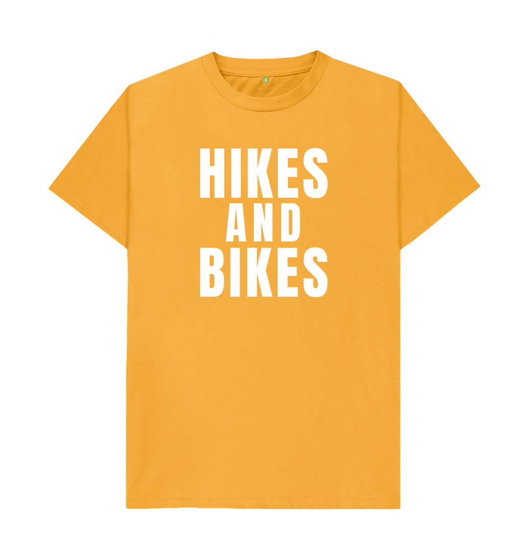 Mustard Hikes And Bikes With Back Print In White