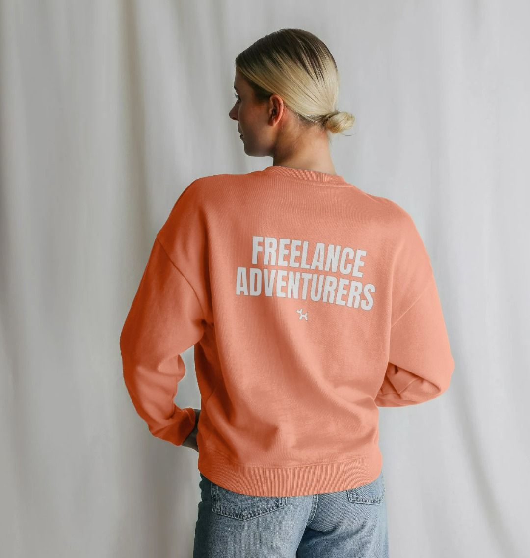 Freelance Adventurers Oversized Crew Neck Sweatshirt With Back Print In White