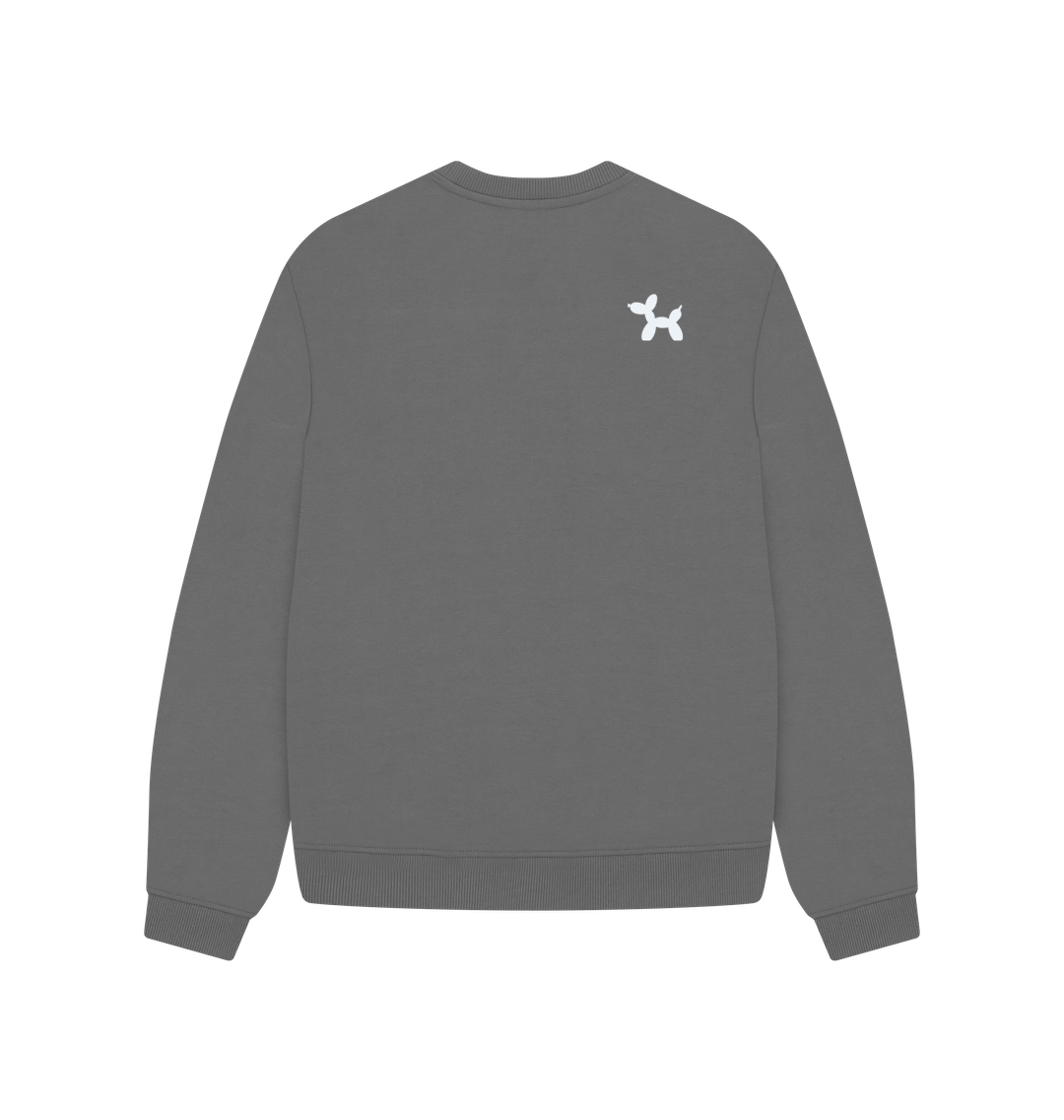 Lakes Then Cakes Oversized Crew Neck Sweatshirt With Back Print In Hazy White