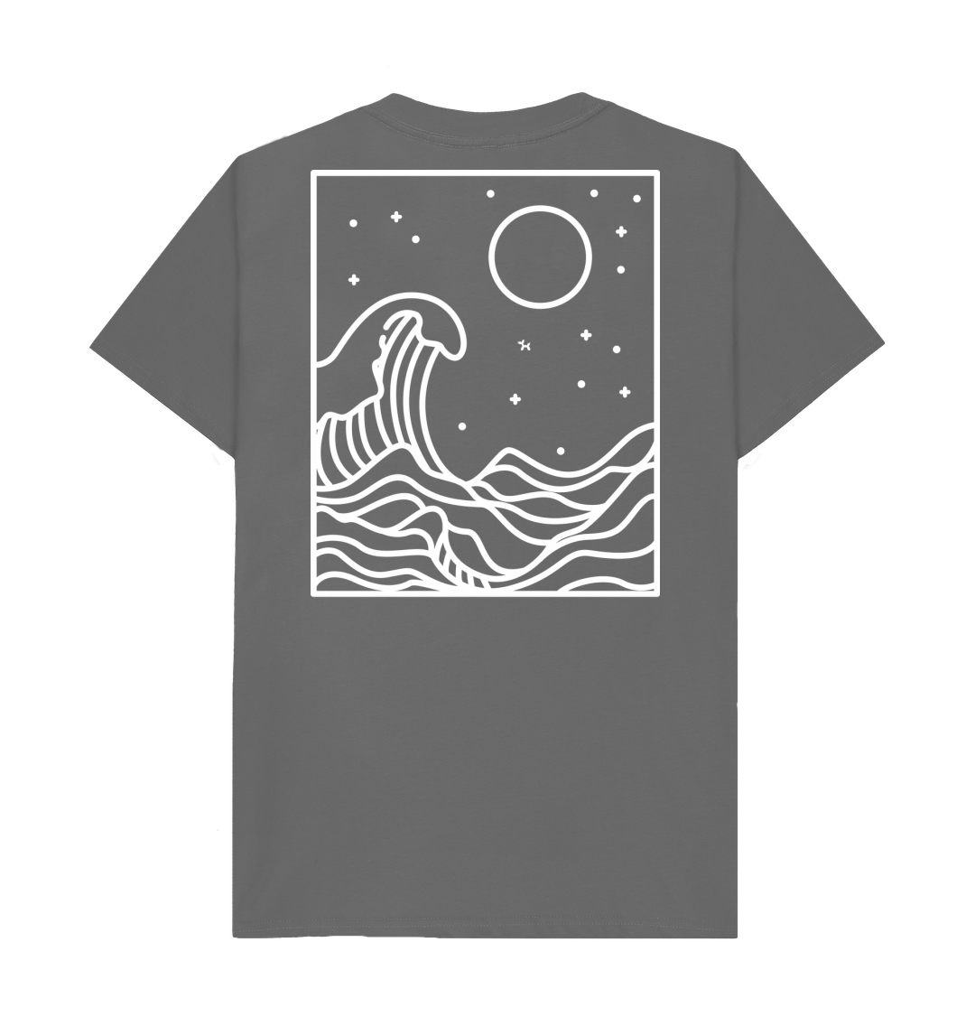 T-shirt Waves Back Print In White