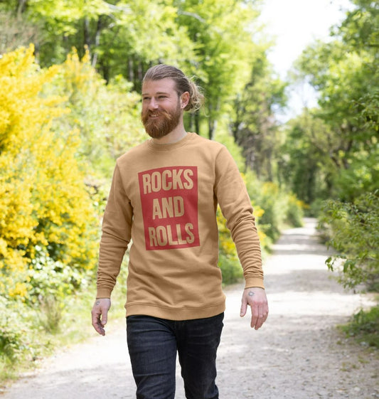 Rocks And Rolls Crew Neck Sweatshirt With Back Print In Red