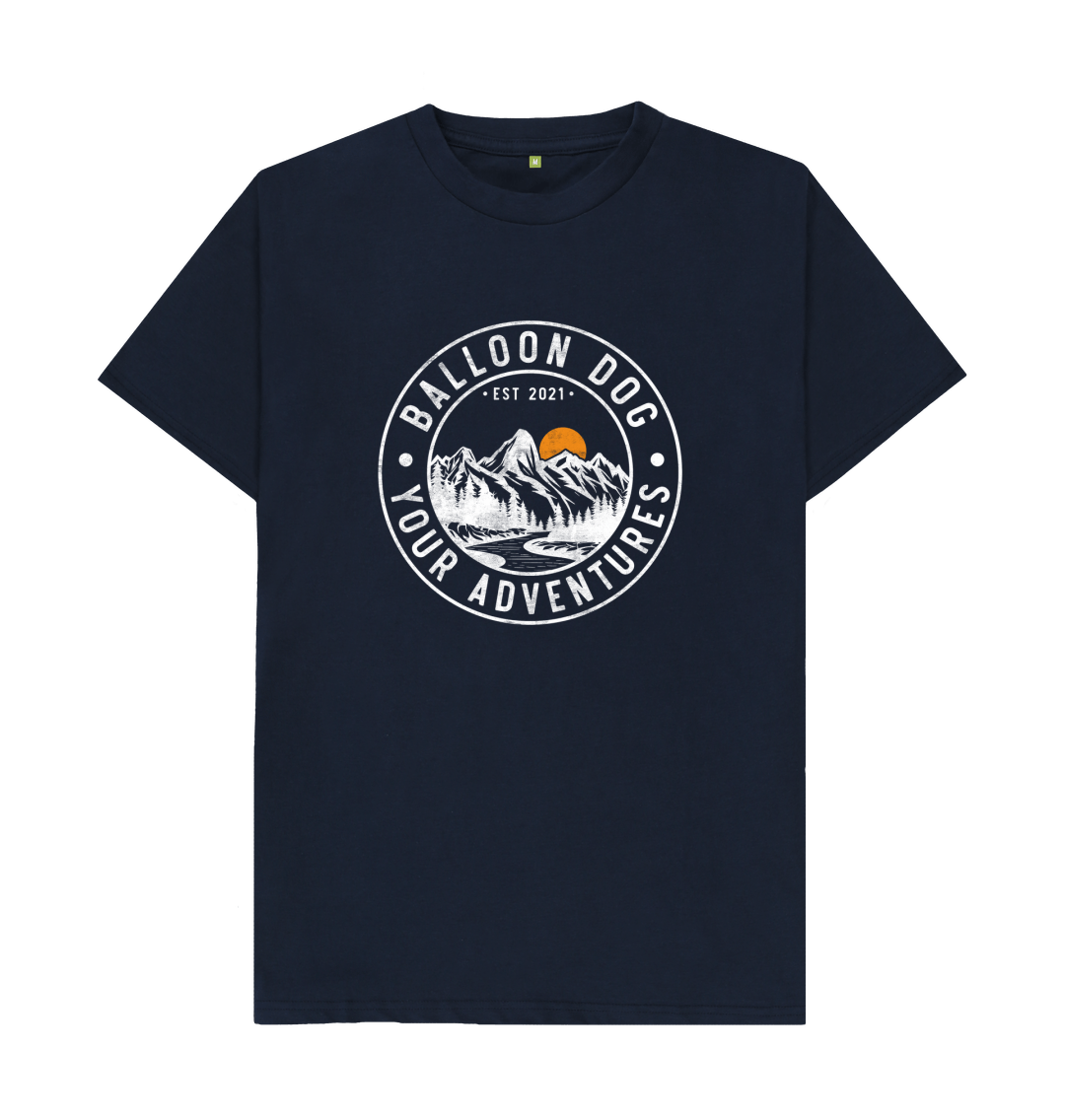 Navy Blue Your Adventures Organic Cotton T-shirt With Back Print In White