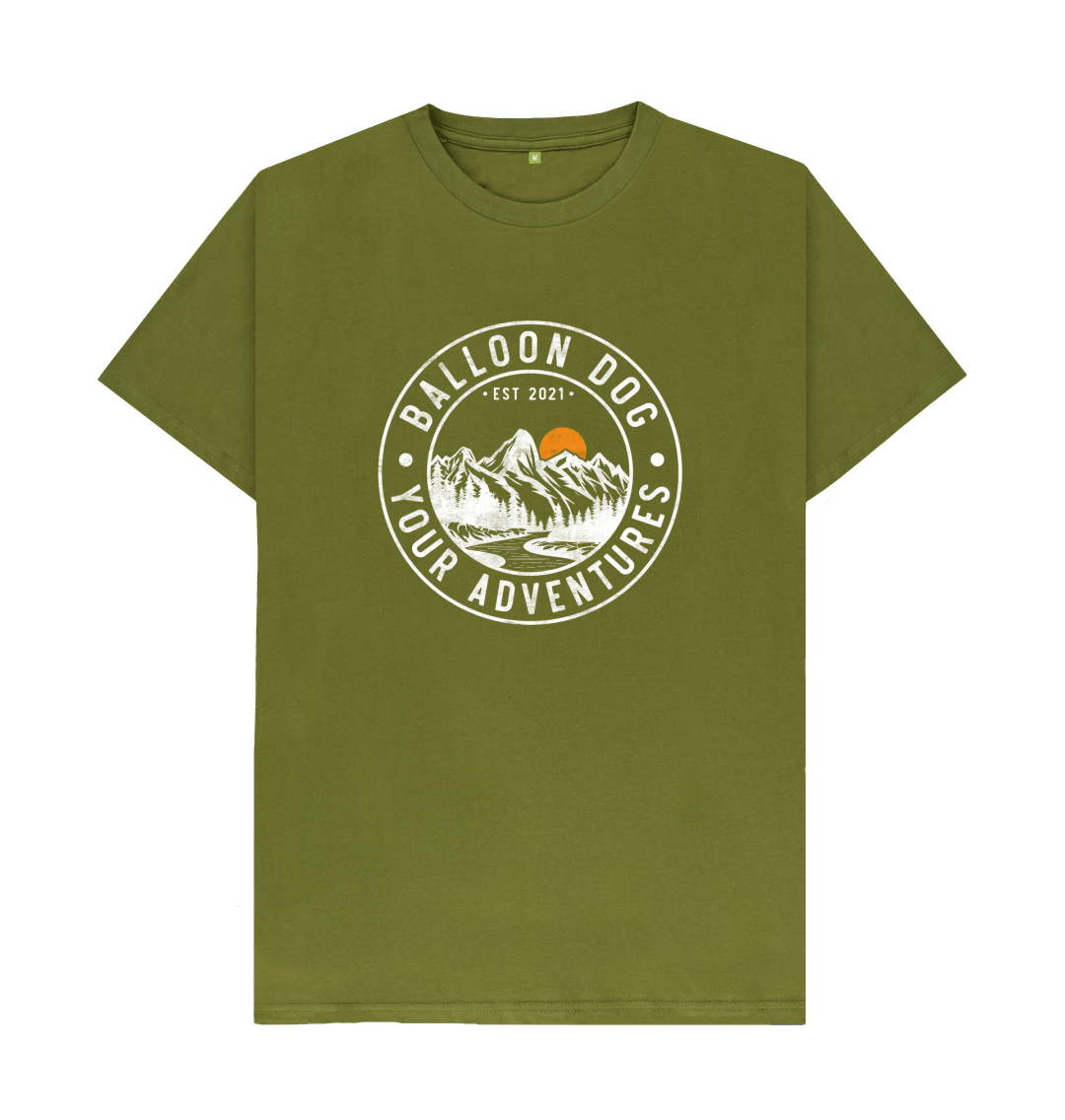 Moss Green Your Adventures Organic Cotton T-shirt With Back Print In White