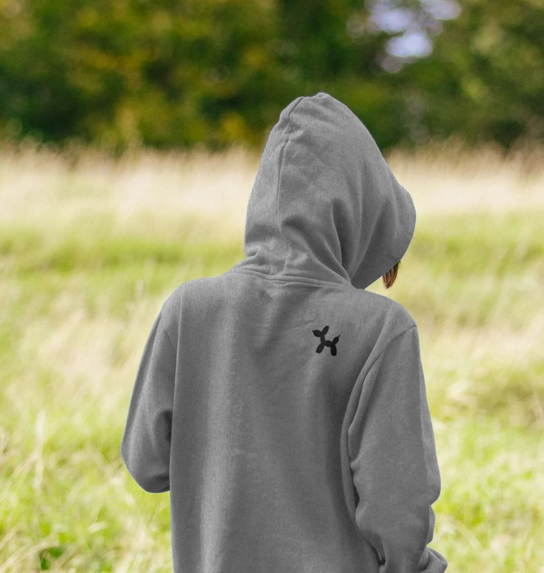 Organic Cotton Kids Hoodie With Back Print In Black