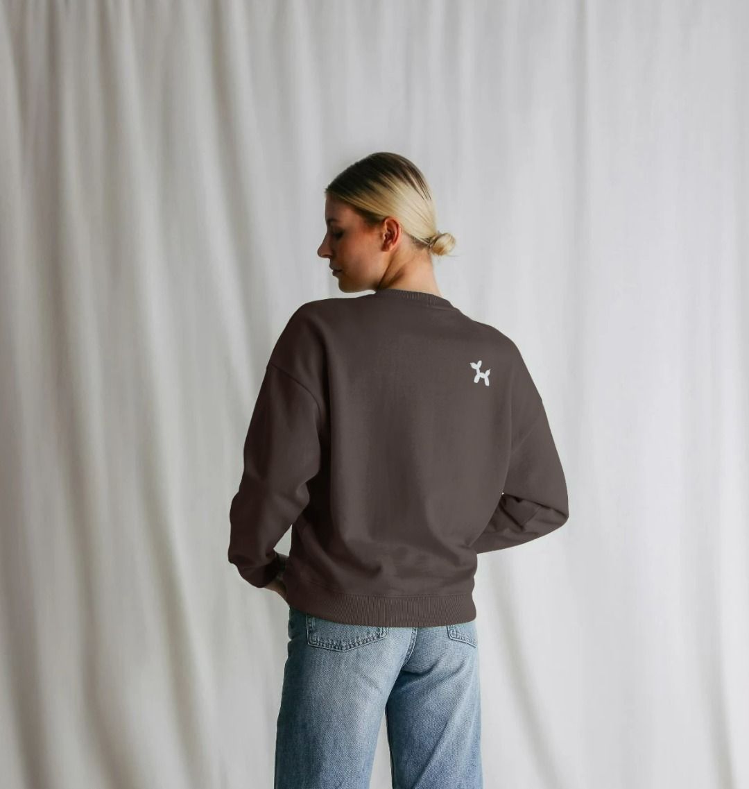 Lakes Then Cakes Oversized Crew Neck Sweatshirt With Back Print In Hazy White