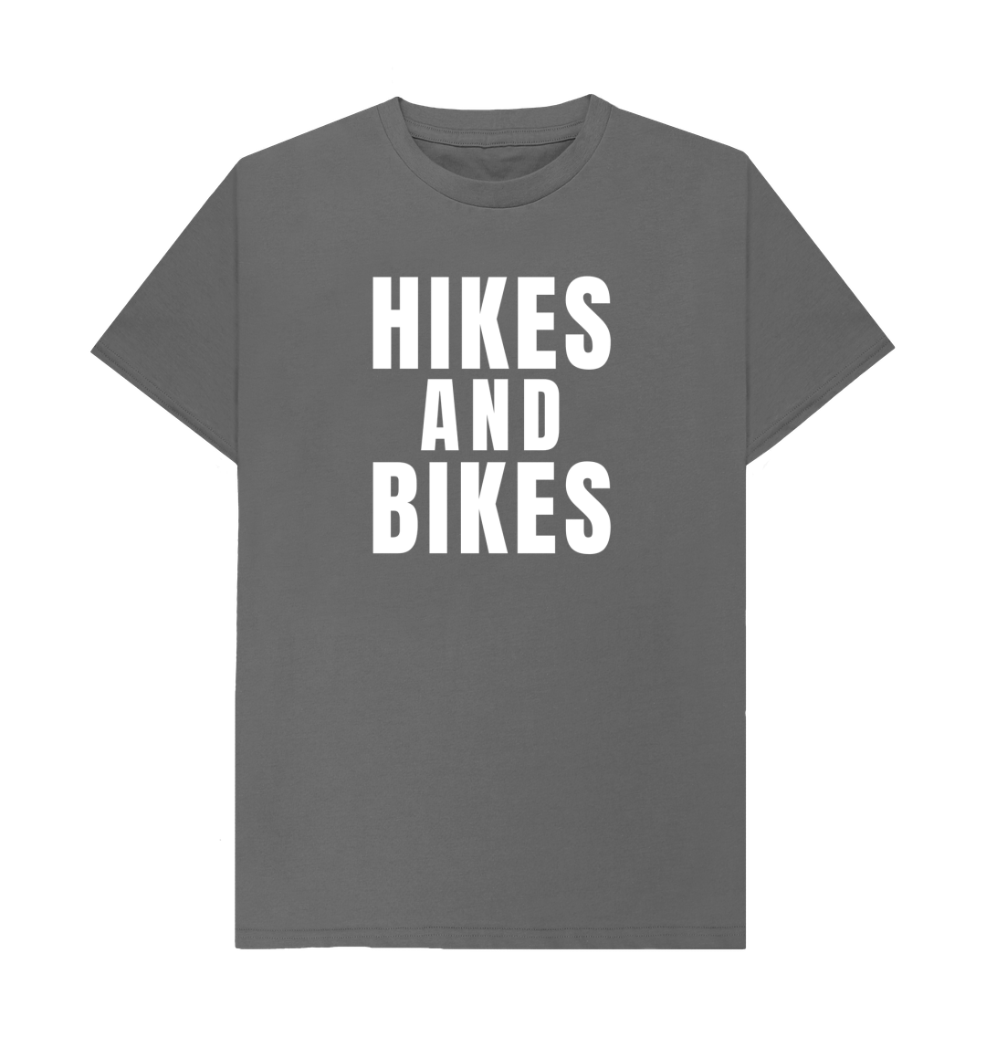 Slate Grey Hikes And Bikes With Back Print In White