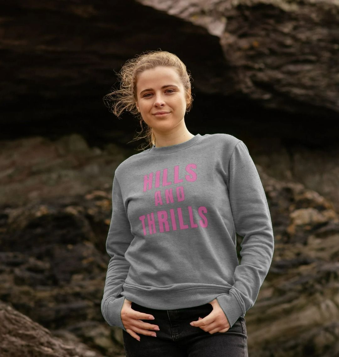 Hills And Thrills Crew Neck Sweatshirt With Back Print In Pink