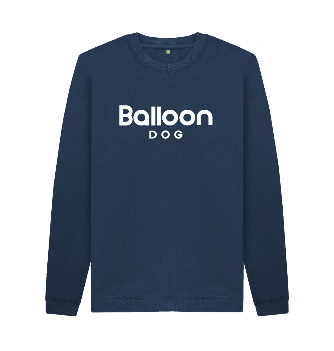 Navy Blue Crew Neck Sweatshirt With Back Print In White 2