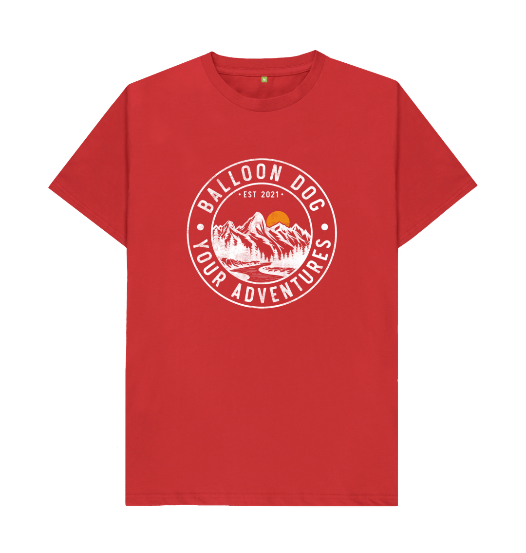 Red Your Adventures Organic Cotton T-shirt With Back Print In White