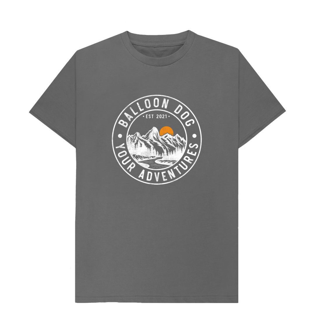 Slate Grey Your Adventures Organic Cotton T-shirt With Back Print In White