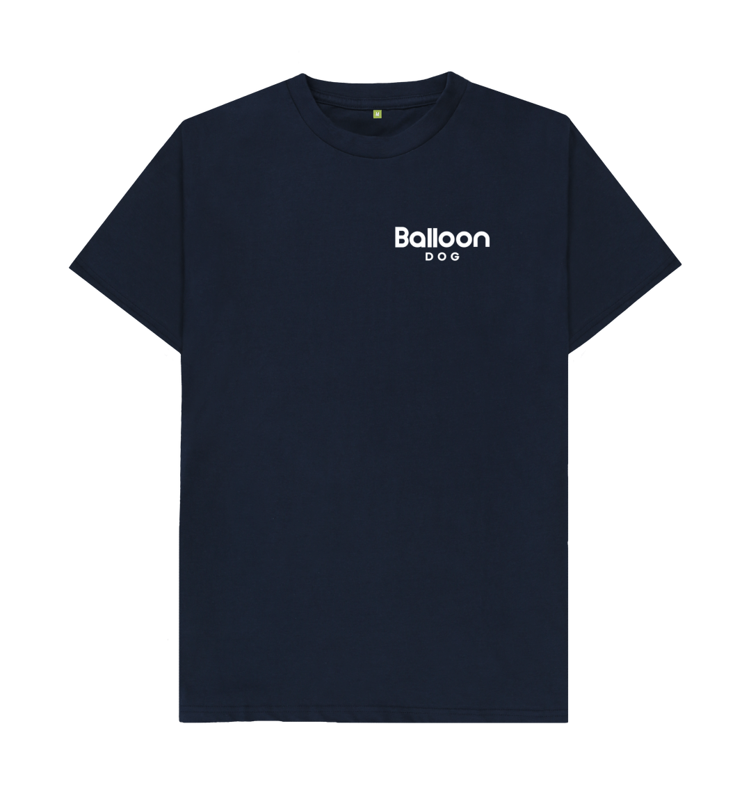 Navy Blue Organic Cotton T-shirt Camper Van Back Print In White