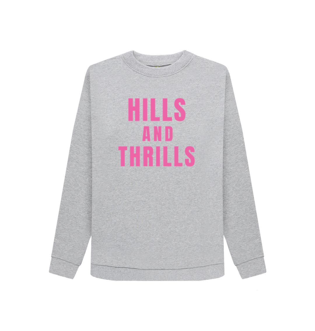 Light Heather Hills And Thrills Crew Neck Sweatshirt With Back Print In Pink