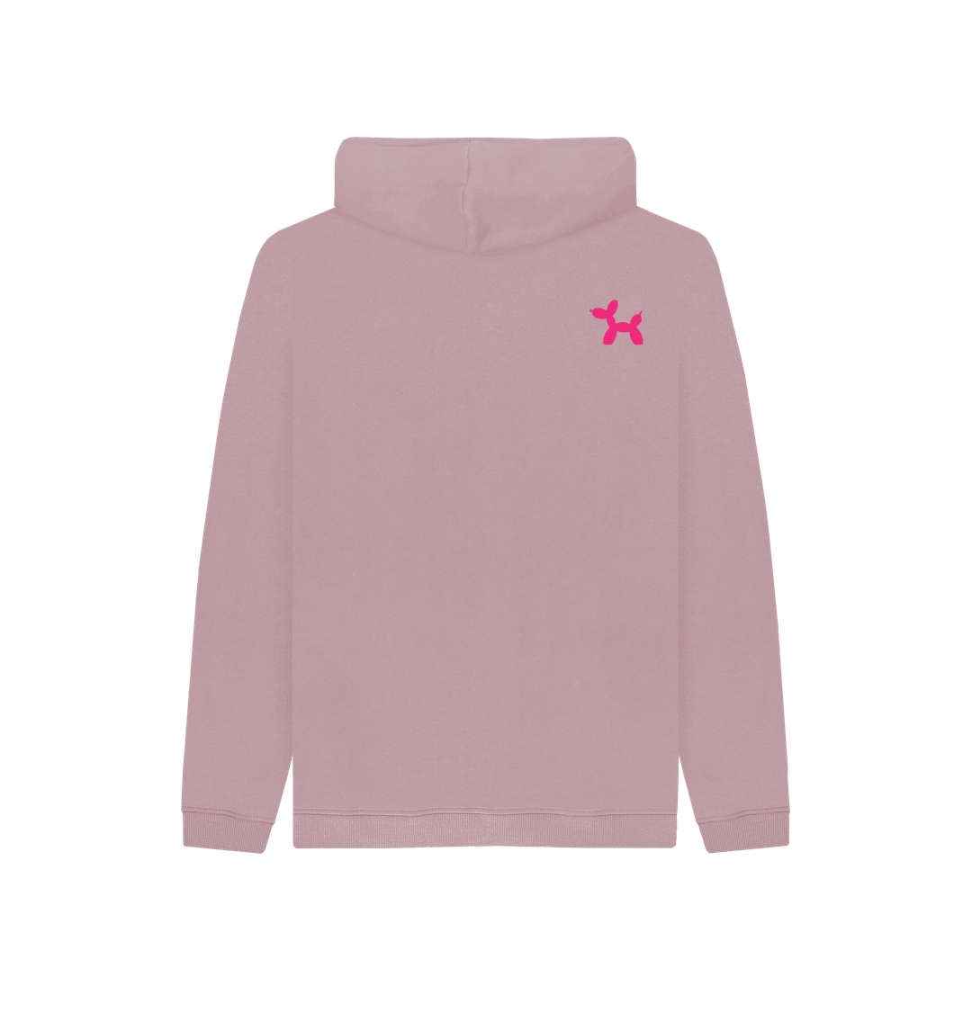 Organic Cotton Kids Hoodie With Back Print In Pink