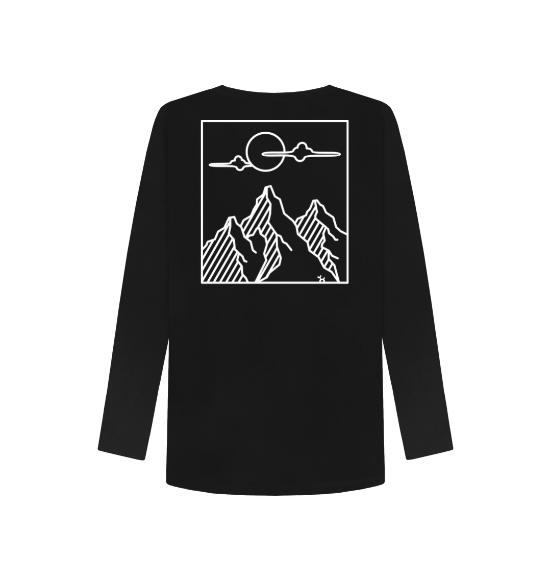 Black Printed Long Sleeve T Shirt Back