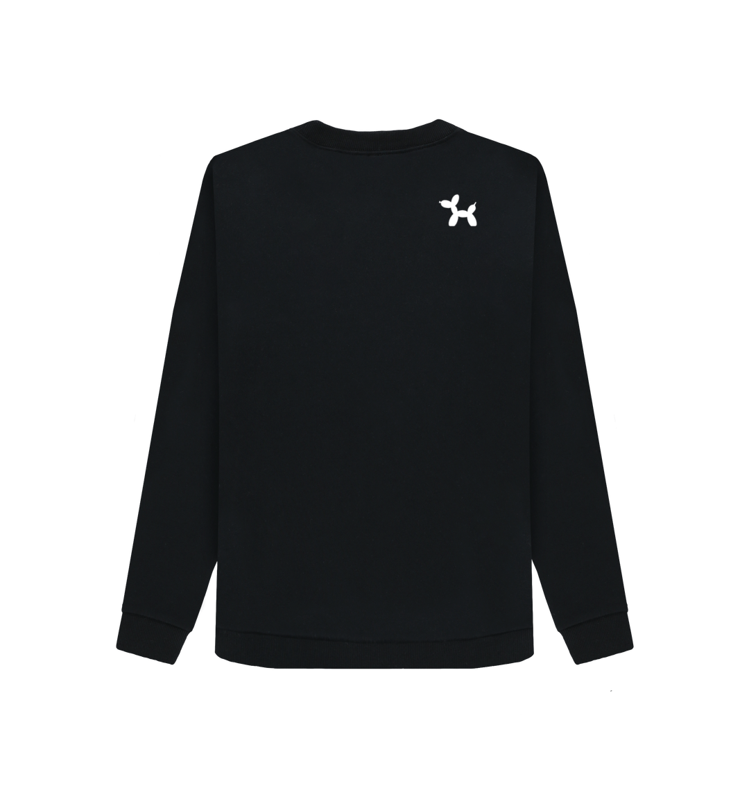 Black Printed Sweater Back