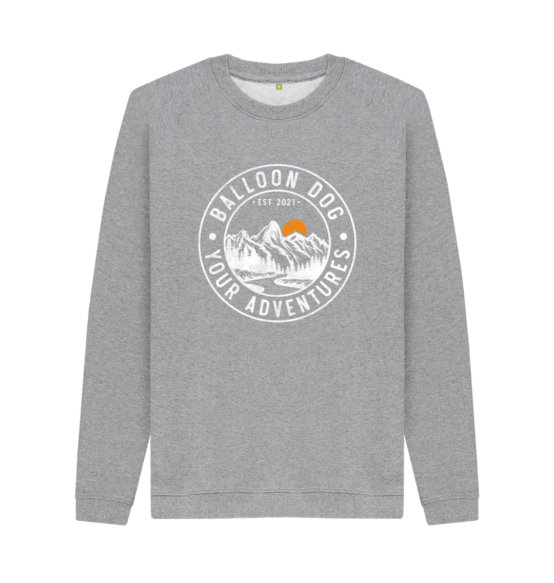 Light Heather Organic Cotton Crew Neck Sweatshirt With Original Logo And Back Print In White